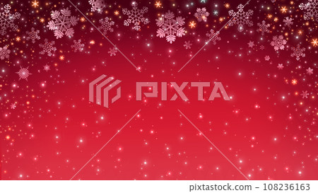 閃閃發光的雪，雪花，紅色 16:9 108236163