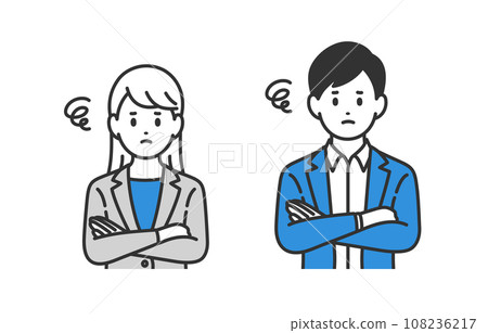 A set of business people men and women who pose with their arms crossed [person vector illustration material] 108236217