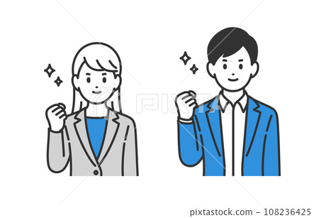 A set of business people men and women doing a guts pose [person vector illustration material] 108236425