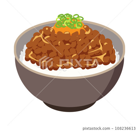 納豆米飯配上蔥和生蛋 納豆米飯配上蔥和生蛋 108236613