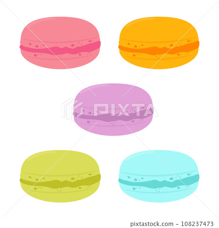 Set illustration of colorful macarons. Vector illustration. 108237473