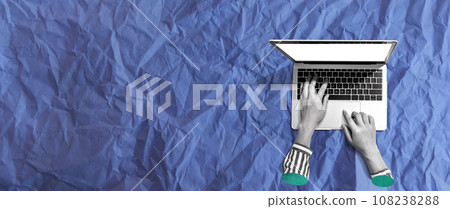 Person using a laptop computer - Photo collage Person using a laptop computer - Photo collage 108238288