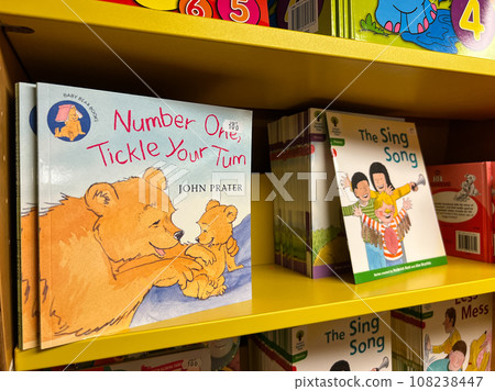 Colorful books with fairy tales and stories on the shelves Colorful books with fairy tales and stories on the shelves 108238447