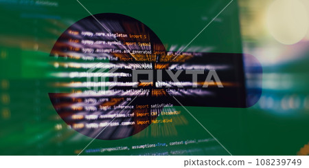 Program code written listing . Abstract background and coding technology background 108239749