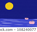 Painting of full moon and Kratong in the river, Loy Kratong festival in Thailand 108240077