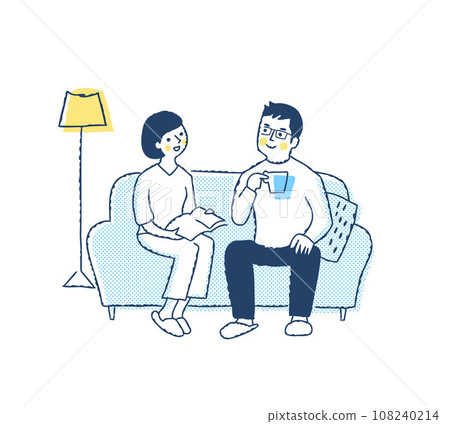 Couple relaxing on the sofa Couple relaxing on the sofa 108240214