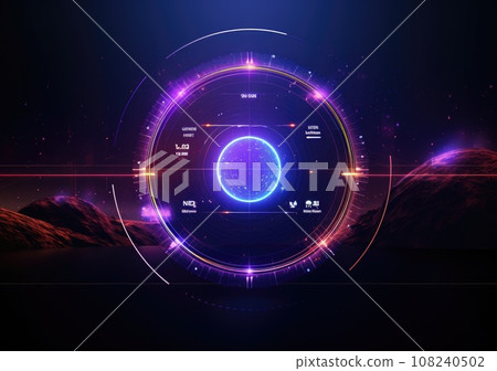 abstract technology futuristic concept, theme of artificial intelligence, Futuristic Sci fi Neon. HUD technology. 108240502