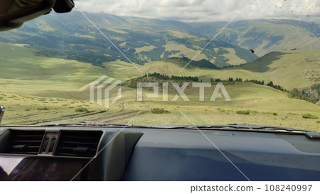 Dangerous descent down by car with beautiful view 108240997
