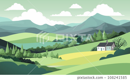 Fields Hills Farm House Landscape Background Fields Hills Farm House Landscape Background 108241585