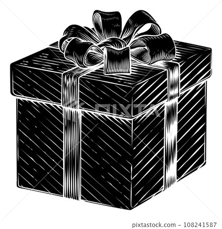Christmas Gift Birthday Vintage Present Box Bow Christmas Gift Birthday Vintage Present Box Bow 108241587