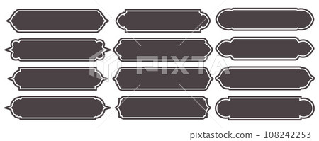 Islamic window frame. Vector Indian and Arabic design with ornament for banner background. Turkish ribbon template. Muslim oriental sale sticker and header for text. Islamic window frame. Vector Indian and Arabic design with ornament for banner background. Turkish ribbon template. Muslim oriental sale sticker and header for text. 108242253