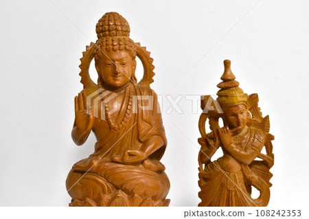 wooden statues of hindu buddha and krishna wooden statues of hindu buddha and krishna 108242353