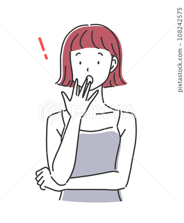 Illustration material of a woman with a surprised expression and pose Illustration material of a woman with a surprised expression and pose 108242575
