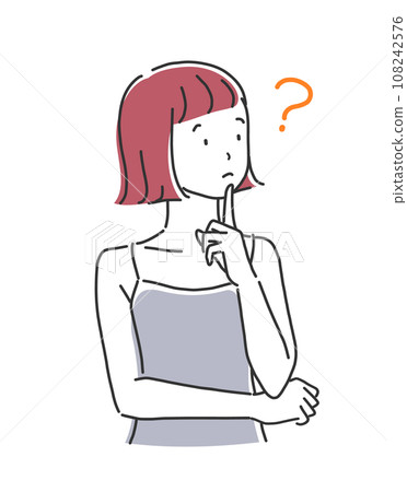 Illustration material of a woman with a questionable expression and pose Illustration material of a woman with a questionable expression and pose 108242576