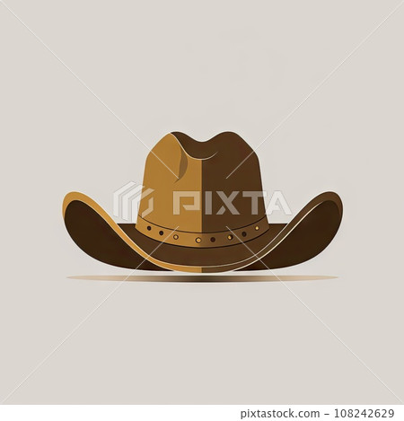Stylish Cowboy Stetson Hat Flat Icon, Wild West Country Hat, Sheriff Ranger Uniform Headgear 108242629