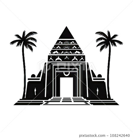 Egyptian Temple Icon, African Palace Isolated, Ancient Silhouette, Historical Egyptian Castle Minimal Design 108242640