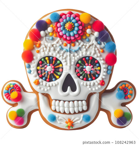 cute Halloween skull gingerbread. cute Halloween skull gingerbread. 108242963
