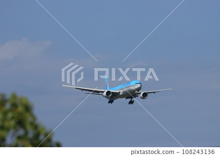 Korean Air plane approaching for landing 108243136