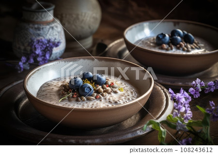 Buckwheat Porridge, Healthy Milk Porrige Breakfast, Buckwheat Meal, Abstract Generative AI Illustration 108243612