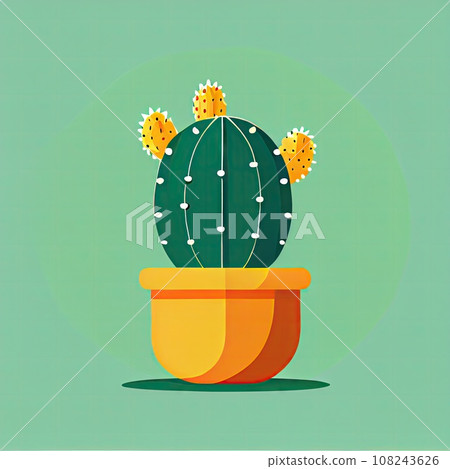Cactus Icon, Prickly Cacti in Flower Pot, Desert Plant Flat Icon, Succulent Houseplant 108243626