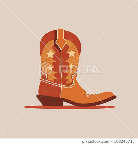 Traditional Cowboy Boot Flat Icon, Wild West Leather Footwear, Cool Ranchers Footwear, Cowboy Boots 108243713