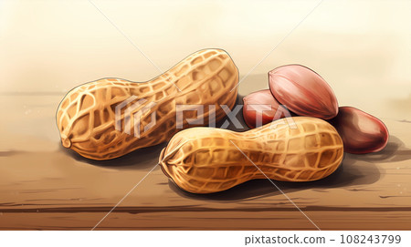 手绘卡通花生插画 108243799