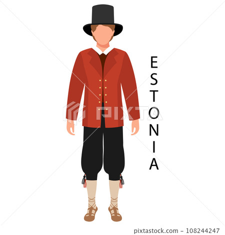 A man in Estonian folk costume. Culture and traditions of Estonia. Illustration, vector 108244247