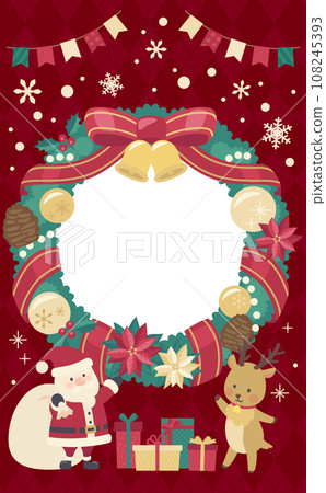 聖誕花圈圖框紅色background_vertical 4 聖誕花圈圖框紅色background_vertical 4 108245393