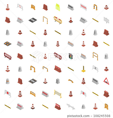 Under construction design elements in 3D, vector illustration. Under construction design elements in 3D, vector illustration. 108245508