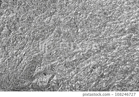 Aluminum Foil Texture Background, Wrinkled Aluminium Paper Pattern, Crumpled Tin Material Banner 108246727