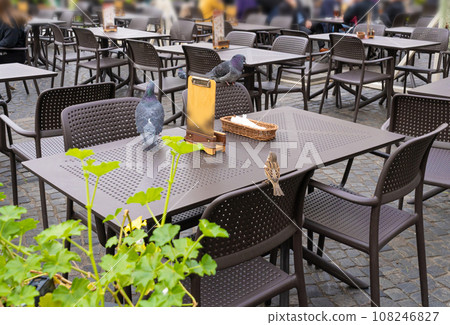 Street Restaurant Table, Empty Cafe Tables, Bar Terrace, Outdoor Restaurants, Outside Trattoria 108246827
