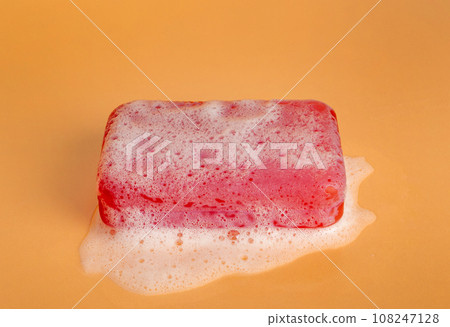 Red Soap Bar Isolated, Body Care Cosmetic, Fruit Soapy Detergent, Solid Shampoo, Glycerin Soap Red Soap Bar Isolated, Body Care Cosmetic, Fruit Soapy Detergent, Solid Shampoo, Glycerin Soap 108247128