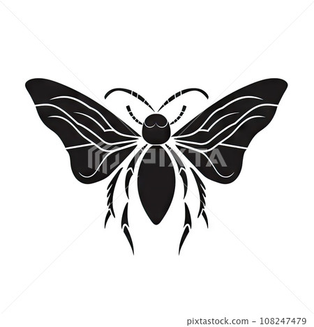 Butterfly Icon, Moth Symbol, Flying Insect Silhouette, Minimal Butterflies Wings Pictogram 108247479