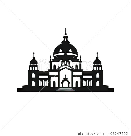 Poland Temple Icon, Europe Palace Isolated, Ancient Church Silhouette, Historical Architecture Castle Minimal 108247502