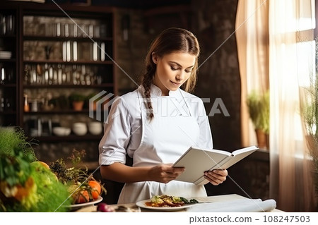 Restaurant Critic, Restaurant Manager, Chef with Restaurant Menu, Orthorexia Concept 108247503