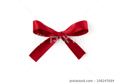Red ribbon bow isolated on white background 108247684