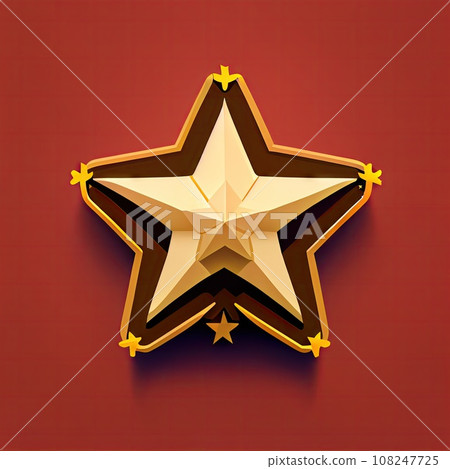 Sheriff Star Icon, Policeman Identification Emblem, Golden Sheriff Star Flat Icon, Law Authority Symbol 108247725