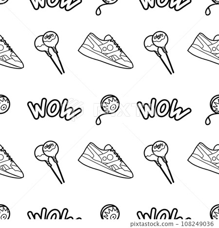 Abstract seamless pattern in 90s style outline 108249036