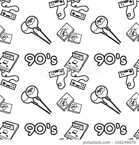 Abstract seamless pattern in 90s style outline Abstract seamless pattern in 90s style outline 108249070