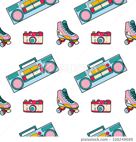 Abstract seamless pattern in 90s style vector Abstract seamless pattern in 90s style vector 108249089