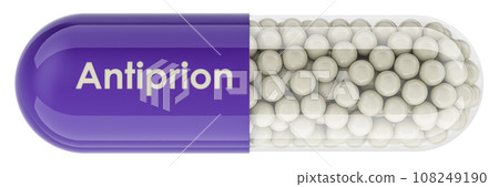 Antiprion Drug, capsule with antiprion. 3D rendering 108249190
