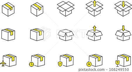 Stylish cardboard line drawing icon set Stylish cardboard line drawing icon set 108249550