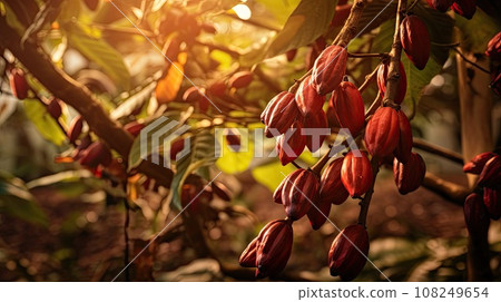 Cocoa bean on the tree in the forest, food concept 108249654