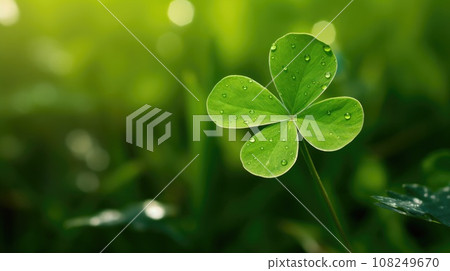 Macro detail to cloverleaf in the meadow, a shape or pattern resembling leaf of clover, happiness concept Macro detail to cloverleaf in the meadow, a shape or pattern resembling leaf of clover, happiness concept 108249670