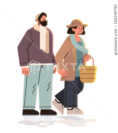 jewish man woman couple in traditional clothes israel people standing together happy hanukkah judaism religious holidays 108249793