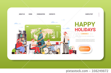 disabled students in santa claus hats with male teacher in classrom people with disabilities merry christmas holidays celebration concept disabled students in santa claus hats with male teacher in classrom people with disabilities merry christmas holidays celebration concept 108249872