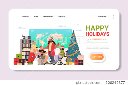 group of disabled men and women in santa claus hats meeting with special needs teacher in inclusive classroom feeling positive and confident people with disabilities 108249877