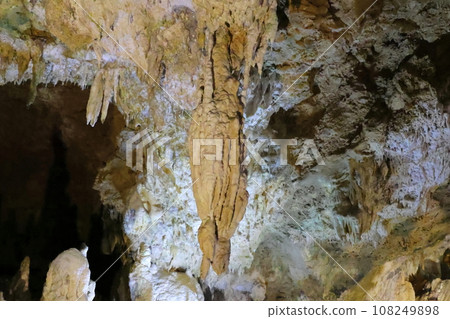 Illuminated limestone cave on Ishigaki Island Illuminated limestone cave on Ishigaki Island 108249898