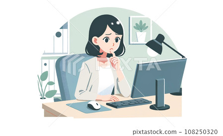 Business woman trouble operating a computer Business woman trouble operating a computer 108250320