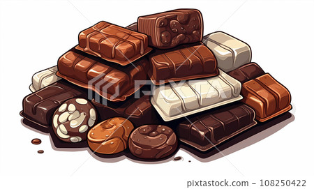 手绘卡通甜蜜的巧克力糖果插画 108250422